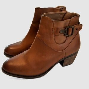 Earth West Riverton Havane Leather Buckle Zipper Ankle Boots Booties 8.5 wide